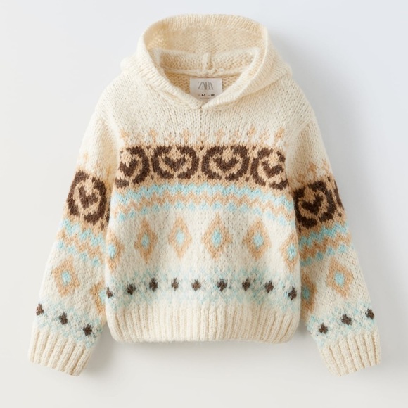 Zara Other - Zara Hooded Jacquard Sweater